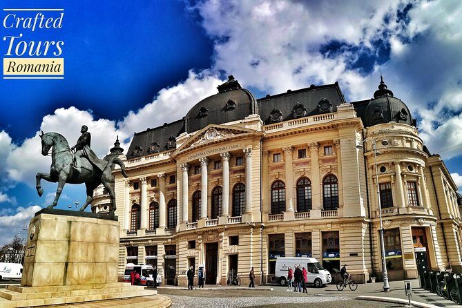 Bucharest Unveiled: A Private Walking Journey - Biblioteca Centrală Universitară and the royal equestrian statue in front